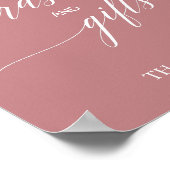 Elegante Roze Calligrafie Kaarten & Cadeaus Bord Poster (Hoek)