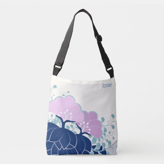 Elegante roze camelia's Naam toevoegen Crossbody Tas (Voorkant)