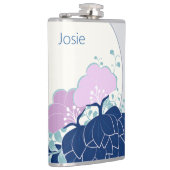 Elegante roze camelia's Naam toevoegen Heupfles (Rechts)