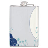 Elegante roze camelia's Naam toevoegen Heupfles (Achterkant)