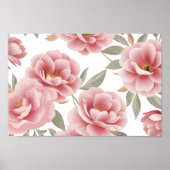 Elegante roze Camellia Bloemen met groene bladeren Poster (Voorkant)