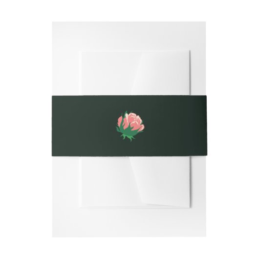 Elegante roze Camellia op groen Uitnodigingen Wikkel (Voorkant Voorbeeld)