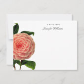Elegante Roze Camilla Bloem met Naam Notitiekaartje (Voorkant)