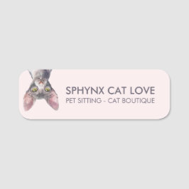 Elegante Roze Canadese Sphynx Kat Naamplaatje