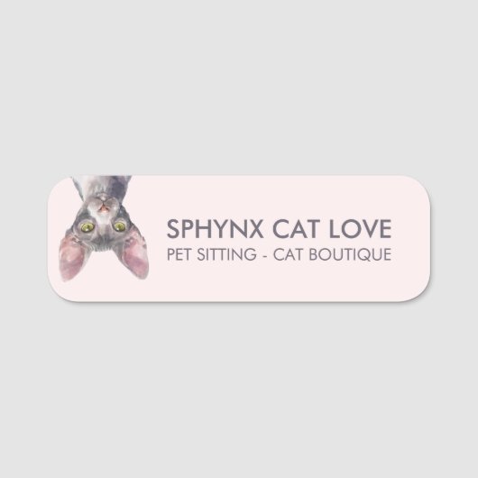 Elegante Roze Canadese Sphynx Kat Naamplaatje (Voorkant)