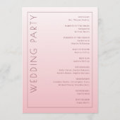 Elegante Roze Ceremonie Schema Programmakaart (Achterkant)
