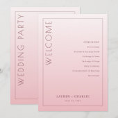 Elegante Roze Ceremonie Schema Programmakaart (Voorkant / Achterkant)