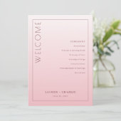 Elegante Roze Ceremonie Schema Programmakaart (Staand voorkant)