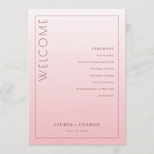 Elegante Roze Ceremonie Schema Programmakaart