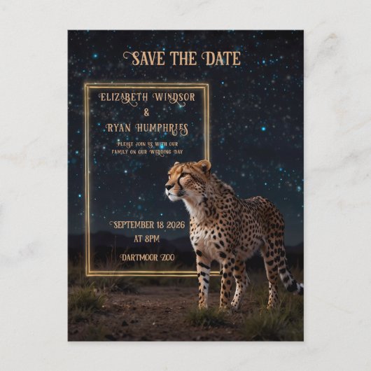 Elegante Roze Cheetah bruiloft uitnodiging foto (Voorkant)