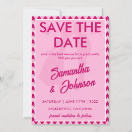 Elegante Roze Chevron Streep QR Code Save The Date