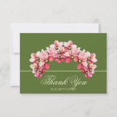 Elegante Roze Chic Orchidee Bruidsdouche Dank Je Bedankkaart (Voorkant)