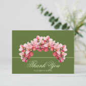 Elegante Roze Chic Orchidee Bruidsdouche Dank Je Bedankkaart (Staand voorkant)
