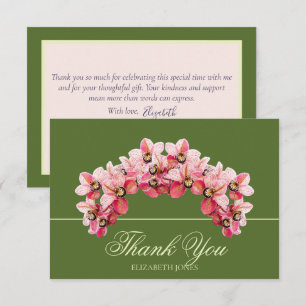 Elegante Roze Chic Orchidee Bruidsdouche Dank Je Bedankkaart