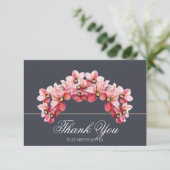 Elegante Roze Chic Orchidee Bruidsdouche Dank Je Bedankkaart (Staand voorkant)