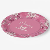 Elegante roze Chinoiserie 1e verjaardagsfeest Papieren Bordje (Gekanteld)