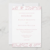 Elegante Roze Chinoiserie Bird Crest Border Weddin Kaart (Voorkant)