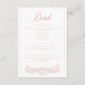 Elegante Roze Chinoiserie Bird Crest Wedding Informatiekaartje (Voorkant)