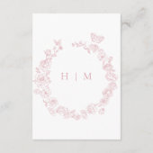 Elegante Roze Chinoiserie Bird Crest Wedding Informatiekaartje (Achterkant)