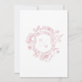 Elegante Roze Chinoiserie Bird & Crest Wedding Kaart (Achterkant)