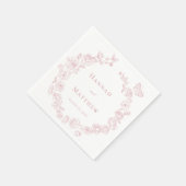 Elegante Roze Chinoiserie Bird Crest Wedding Servet (Hoek)