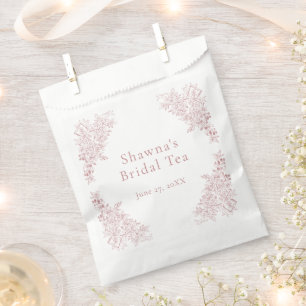 Elegante Roze Chinoiserie Natuur Bruiloftsshower v Bedankzakje