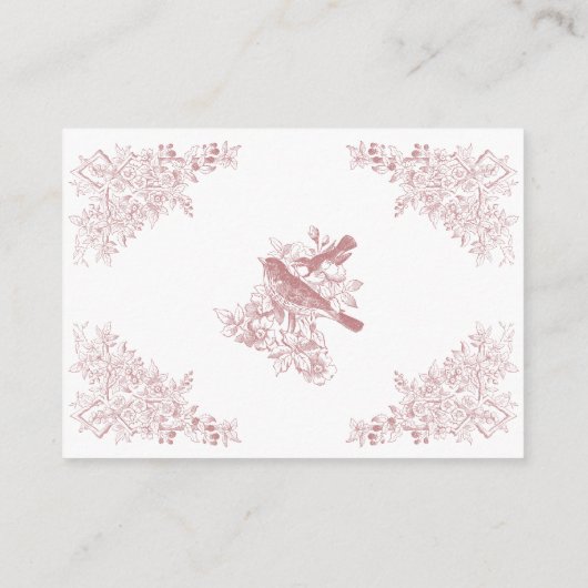 Elegante Roze Chinoiserie Natuur Vogels Baby Luier Informatiekaartje (Achterkant)