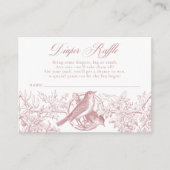 Elegante Roze Chinoiserie Natuur Vogels Baby Luier Informatiekaartje (Voorkant)