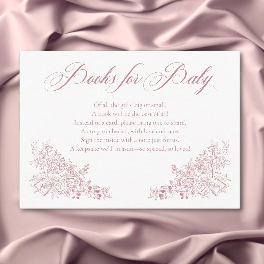 Elegante Roze Chinoiserie Natuur Vogels Boeken Bab Informatiekaartje