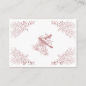 Elegante Roze Chinoiserie Natuur Vogels Boeken Bab Informatiekaartje (Achterkant)