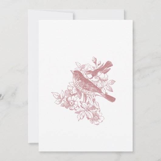 Elegante Roze Chinoiserie Natuur & Vogels bruiloft Kaart (Achterkant)