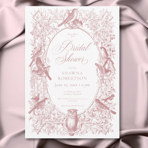 Elegante Roze Chinoiserie Natuur & Vogels Douchecu Kaart