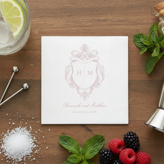 Elegante Roze Chinoiserie Vogel Kam Wedding Servet