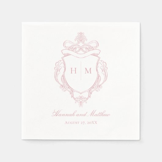 Elegante Roze Chinoiserie Vogel Kam Wedding Servet (Voorkant)