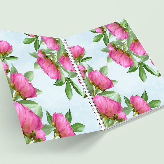 Elegante roze chique bloempioenen notitieboek
