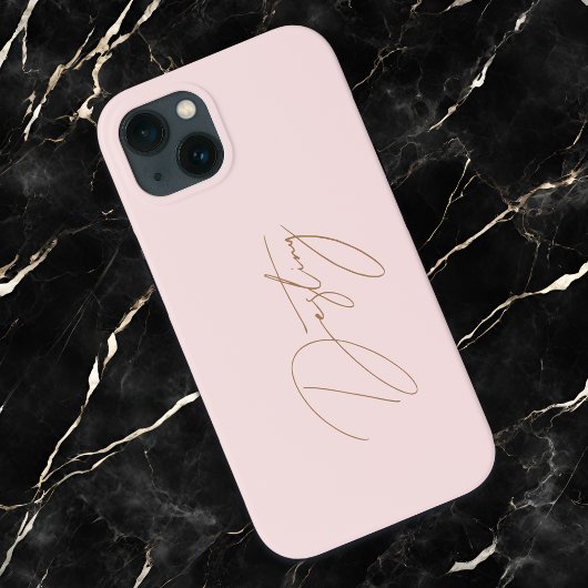 Elegante Roze & Chique Gouden Kalligrafie Naam Case-Mate iPhone Case
