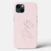 Elegante Roze & Chique Gouden Kalligrafie Naam Case-Mate iPhone Case (Achterkant)