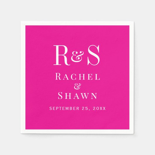 Elegante roze chique moderne monogram bruiloft servet (Voorkant)