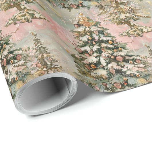 elegante roze Christmas Wrapping Paper Roll Cadeaupapier (Rol Hoek)