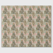 elegante roze Christmas Wrapping Paper Roll Cadeaupapier (Vlak)