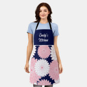 Elegante Roze Chrysanthemum Bloemendecor Navy Schort (Gedragen)