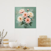 Elegante Roze Chrysanthemum Kunst Poster (Keuken)