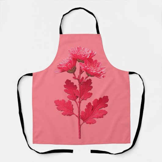 Elegante Roze Chrysanthemum Schort (Voorkant)