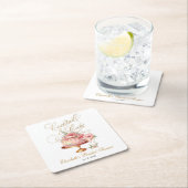 Elegante Roze Cocktails en Cake Bruidsfeest Kartonnen Onderzetters (Insitu)