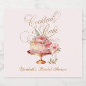 Elegante Roze Cocktails en Cake Vrijgezellenfeest Sparkling Wijnetiket (Enkel label)