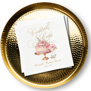 Elegante Roze Cocktails en Taart Bruidsfeestje Servet