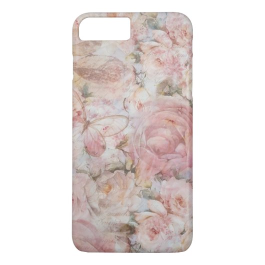 elegante roze collage bloemtypografie Case-Mate iPhone case (Achterkant)