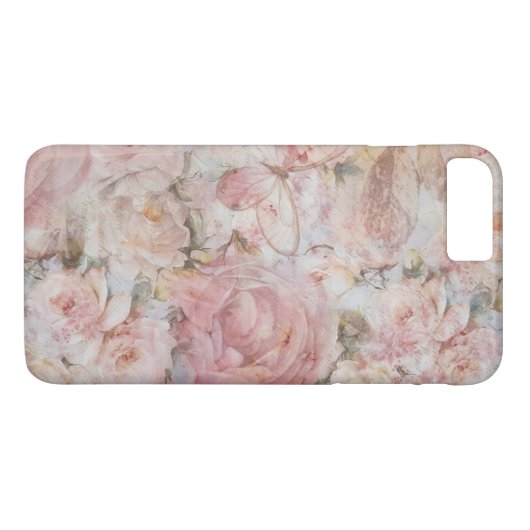  elegante roze collage bloemtypografie Case-Mate iPhone case (Achterkant (Horizontaal))