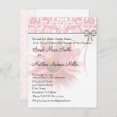 Elegante roze coneflower bruiloft uitnodiging briefkaart (Voorkant / Achterkant)