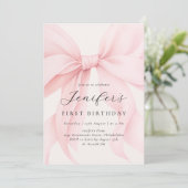 Elegante Roze Coquette Boog Meisje Verjaardagsfees Kaart (Staand voorkant)